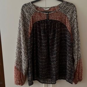 Pretty Sheer BOHO Peasant Flowey Lucky brand Shirt XL ?